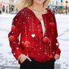 Women's Fashion Valentine's Day Printed Long Sleeve Cardigan Button Jacket