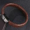 Fashion Jewelry Combination Brown Color Leather Stainless Steel Buckle Men Bracelet Hot Selling For Birthday Simple Gift