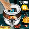 8л 1500Вт Умная мультиварка-аэрогриль с сенсорным LCD дисплеем для пиццы, без масла, многофункциональная умная фритюрница для картофеля фри, полезная фритюрница