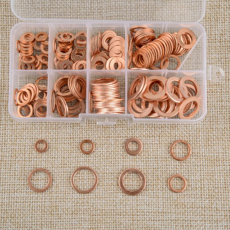 Car M5-M14 Diesel Injector Flat O-Ring Washer Sealing Gasket Assortment Installation Kit