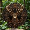 Deer Head Wreath Sign - Round Wooden Decor with 2D Flat Print Design - Home, Wall Decoration and Decorative Gift