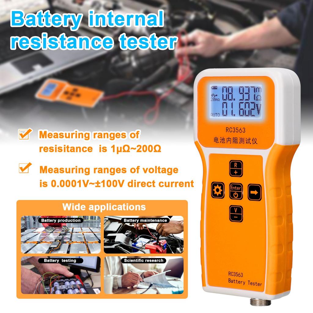 RC3563 200 Ohm  100V Handheld Portable Battery Internal Resistance Voltage Tester 3 Digit Display Battery Tester High