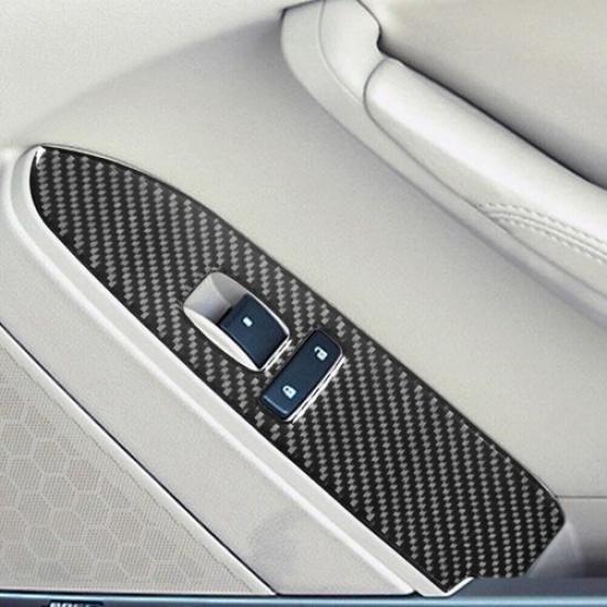 2Pcs Carbon Fiber Front Window Control Cover Trim For 2008-13 Cadillac CTS Sedan