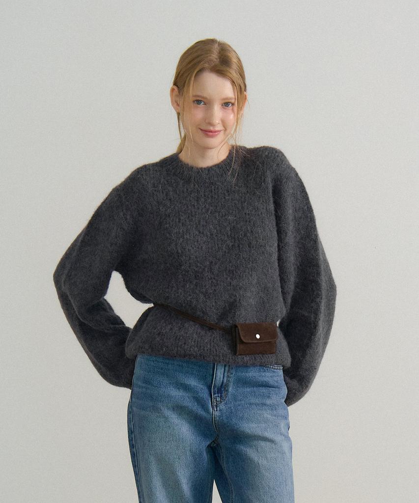 VEM.VER Round Neck Alpaca Knit_Charcoal