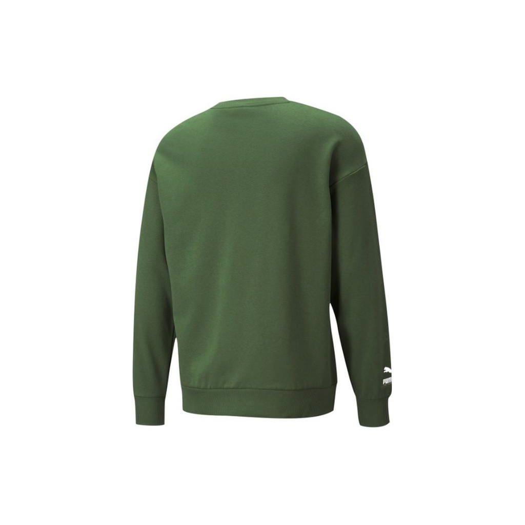 Puma Solid Color Logo Crew Neck Sweatshirt Unisex Tops Green 532241-67