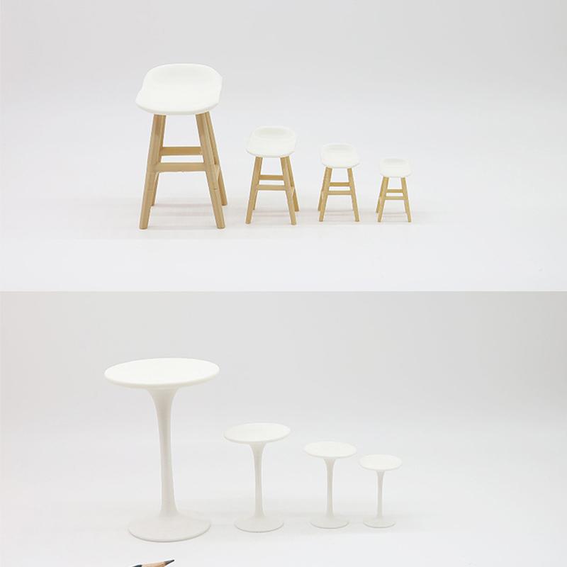 Миниатюрная кукольная мебель, игрушки, модель круглого стола на высоких ножках и барного стула для реалистичной декорации сцены жизни