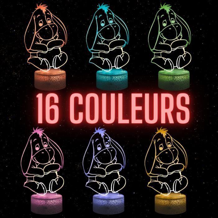 Lampe De Chevet 3D LED Bourriquet, Veilleuse Changement De Couleurs, Lampe Tactile Bureau Et Chambre Enfant, Idée Cadeau Noël