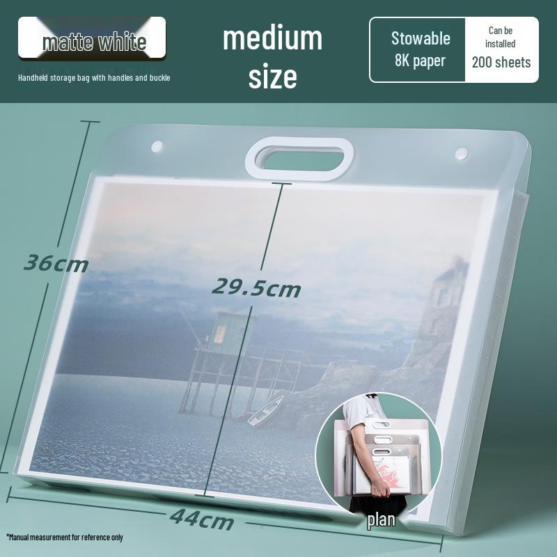 4K Frosted Art Portfolio Bag for Students - 8K Handbag for Artwork and Drawing Paper Storage.
