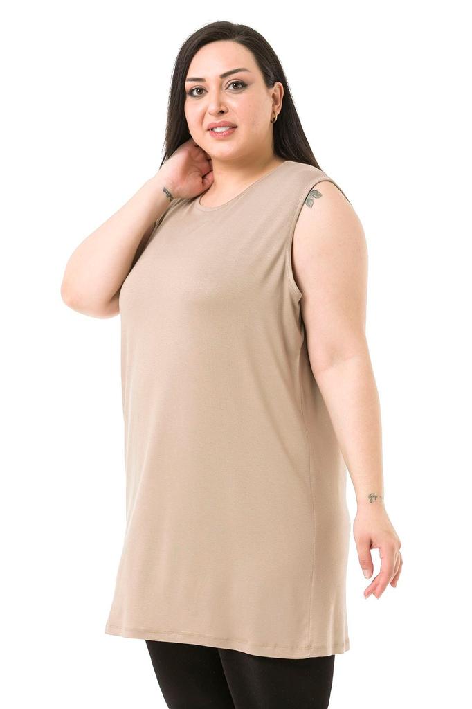 Женское стильное боди большого размера плюс размер с круглым вырезом на толстых бретелях из вискозы, длинное боди из норки