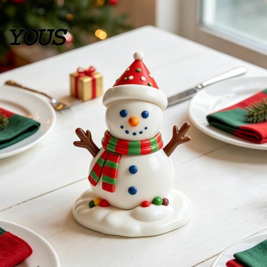 Reusable Christmas Decorations for Home Resin Figurine, Cute Clay Style Santa Snowman Gingerbread Man Compact Decor Office Statue, Festive Holiday