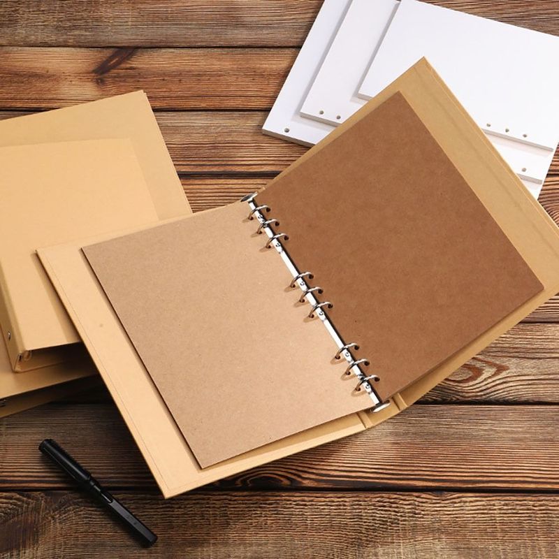 New Kraft Paper Kraft Paper Binder Cover A5 B5 A4 Vintage Binder File Clip Perforated Binder Folder