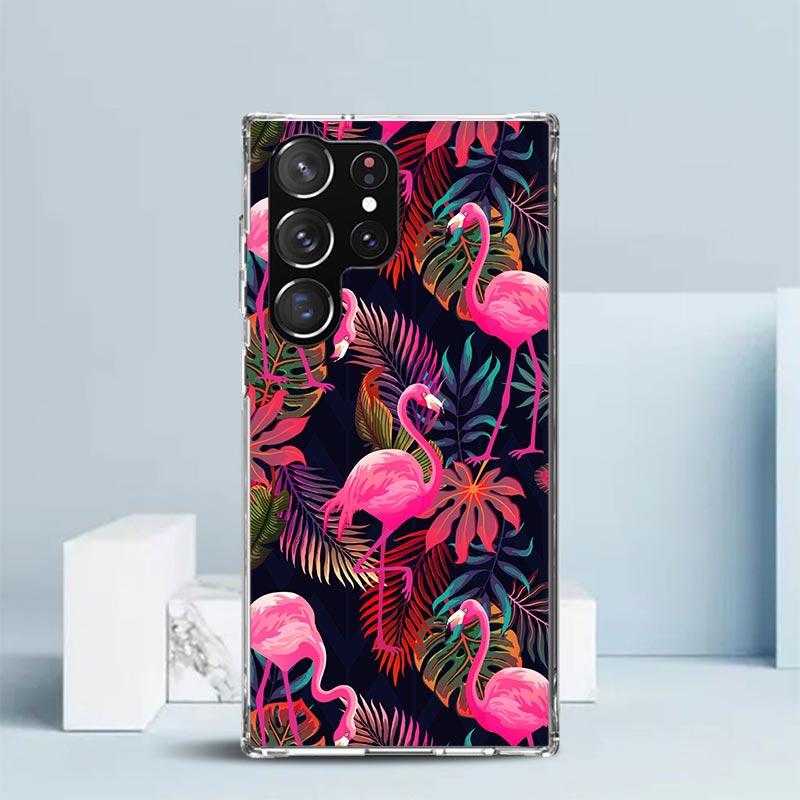 Pink Red Flamingo Phone Case For Samsung Galaxy S24 S25 Edge S26 Ultra S22 S23 Plus S21 + S20 FE Soft TPU Back Cover Galaxy S25