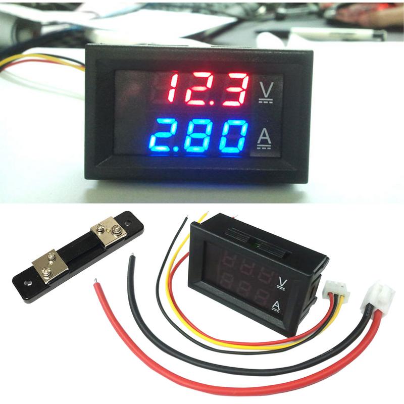 Высококачественный DC 100V 10A 100A вольтметр амперметр синий + красный светодиодный амперметр Ампер вольт Двойной цифровой дисплей вольтметр