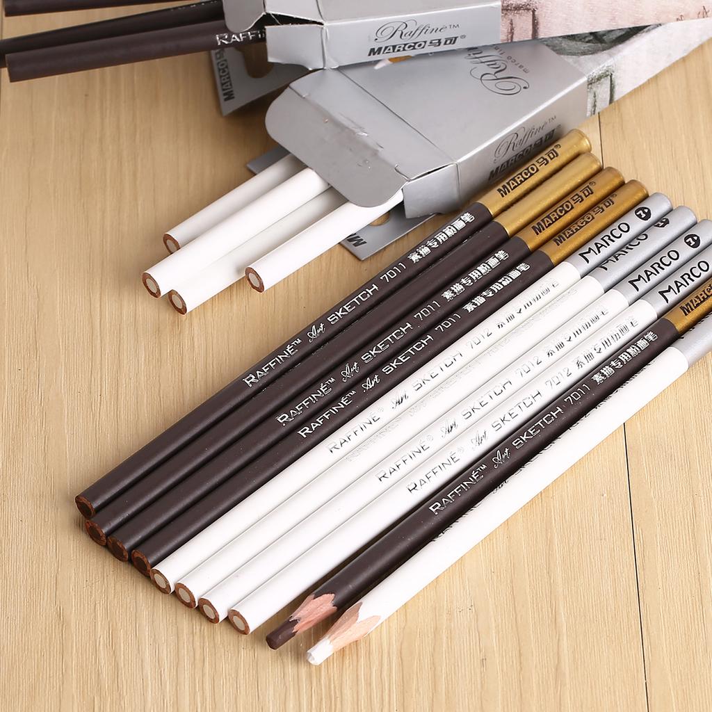 12Pcs Professional Wood Drawing Sketch Pencil Soft Pastel Colored Pencils Charcoal Pen
