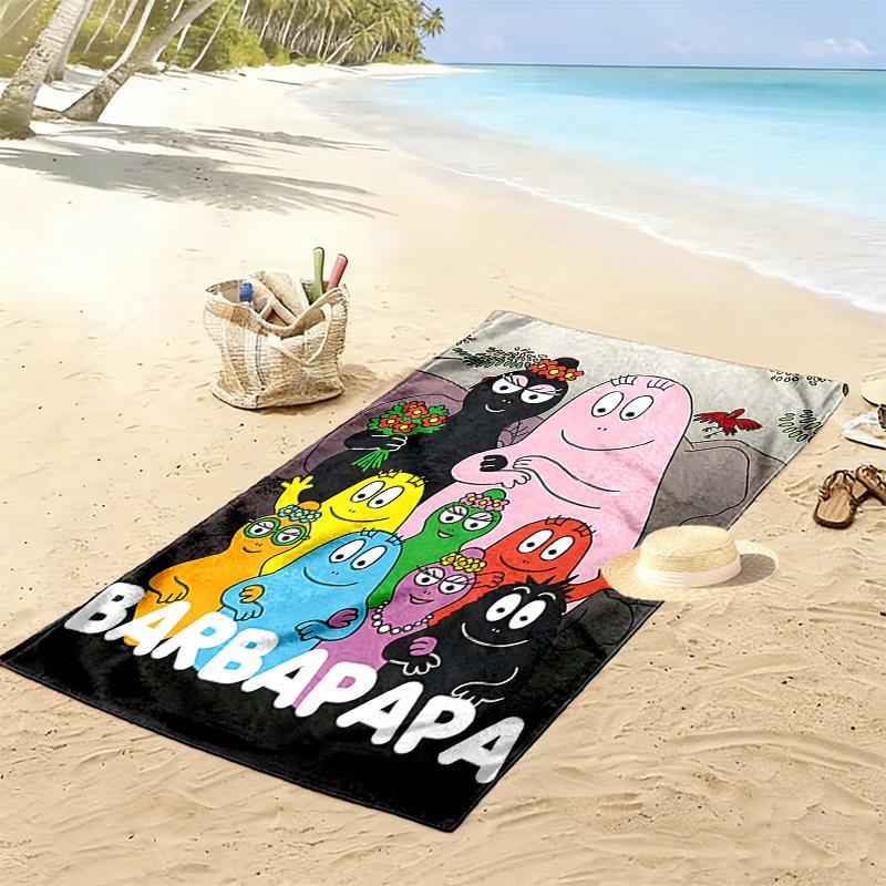 Barbapapa Family Print Beach Towel, Large Soft Quick Dry Towel for Beach Camping Swimming