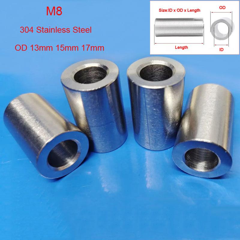 Beicai M8 304 Stainless Steel Bushing Washer Metal Gasket Round Hollow Unthreaded Standoff Spacer Sleeve Od 13mm 15mm 17mm