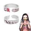 Anime Demon Slayer Ring Kimetsu No Yaiba Kamado Tanjirou Inspired Adjustable Ring For Fans Cosplay Props Jewelry Gift
