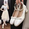 High Heels Women's 2025 New Chinese Pearl Chain Antique Mary Jane Shoes Square Head Light Mouth Thick Heel Single Shoes Women