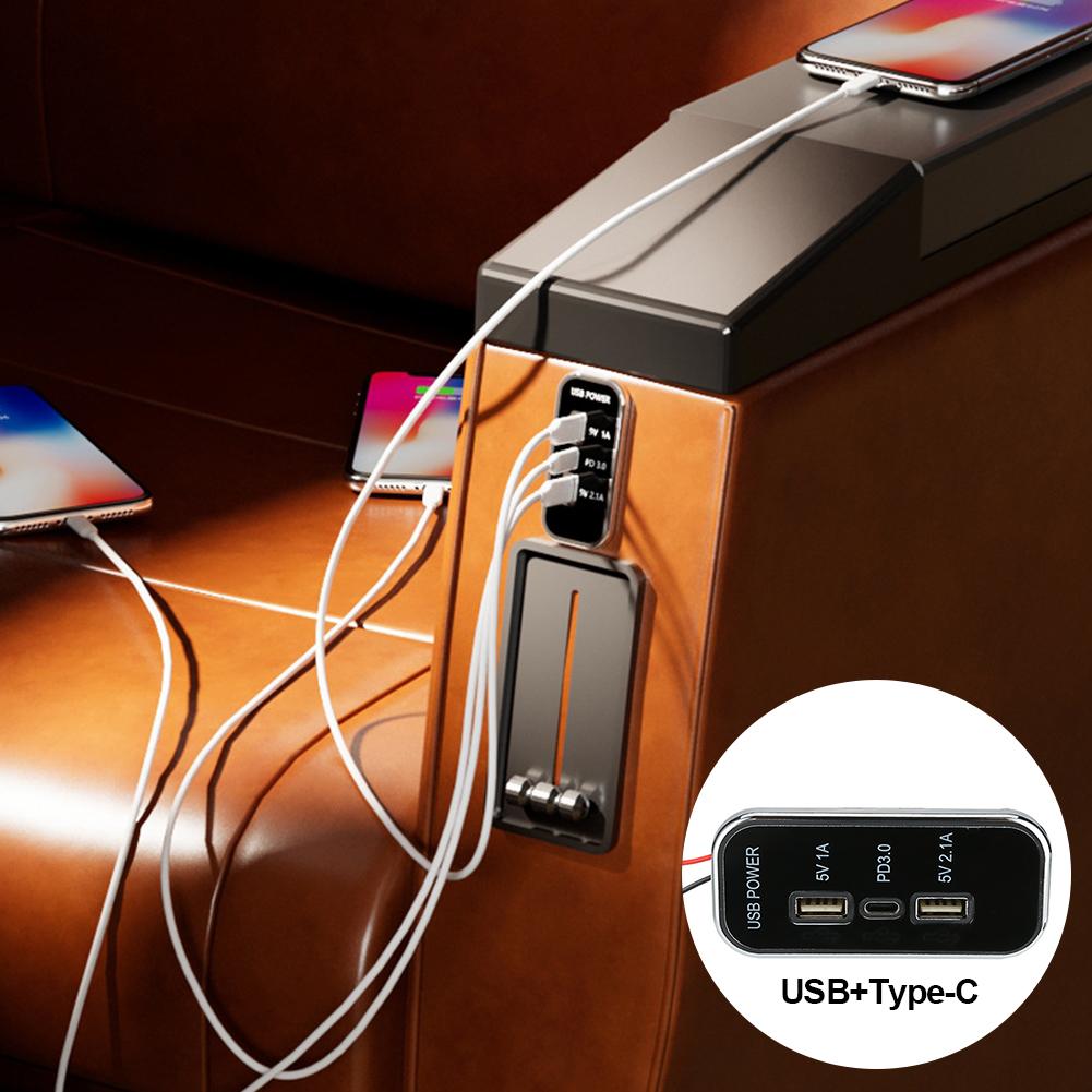 12/24В Зарядное устройство для мотоцикла USB+Type-C Быстрая зарядка Автомобиль Автодом Лодка Встроенная розетка быстрой зарядки
