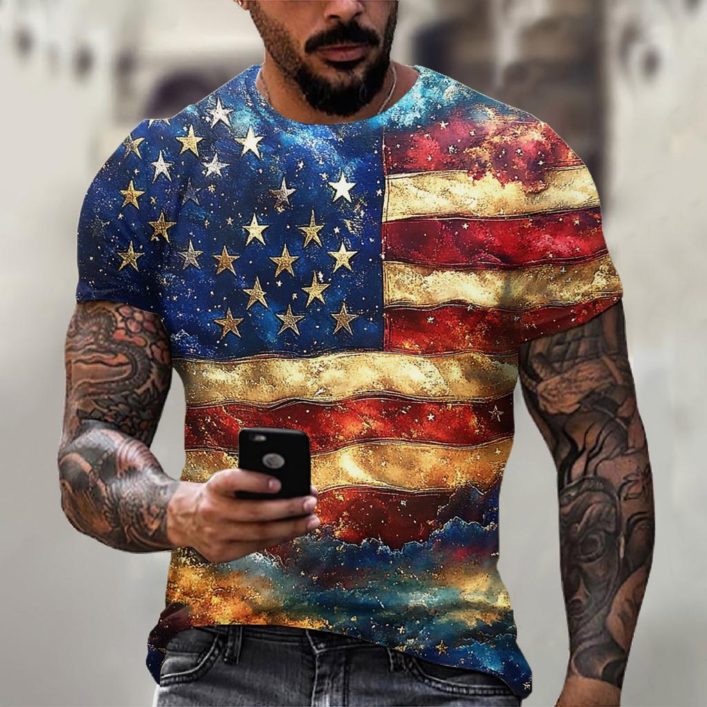 Men's Independence Day Printed Round-neck Short-sleeved T-shirt