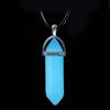 Luminous Black Rope Women Necklace Faux Moonstone Natural Hexagonal Stone Wire Wrapped Pendant Necklace