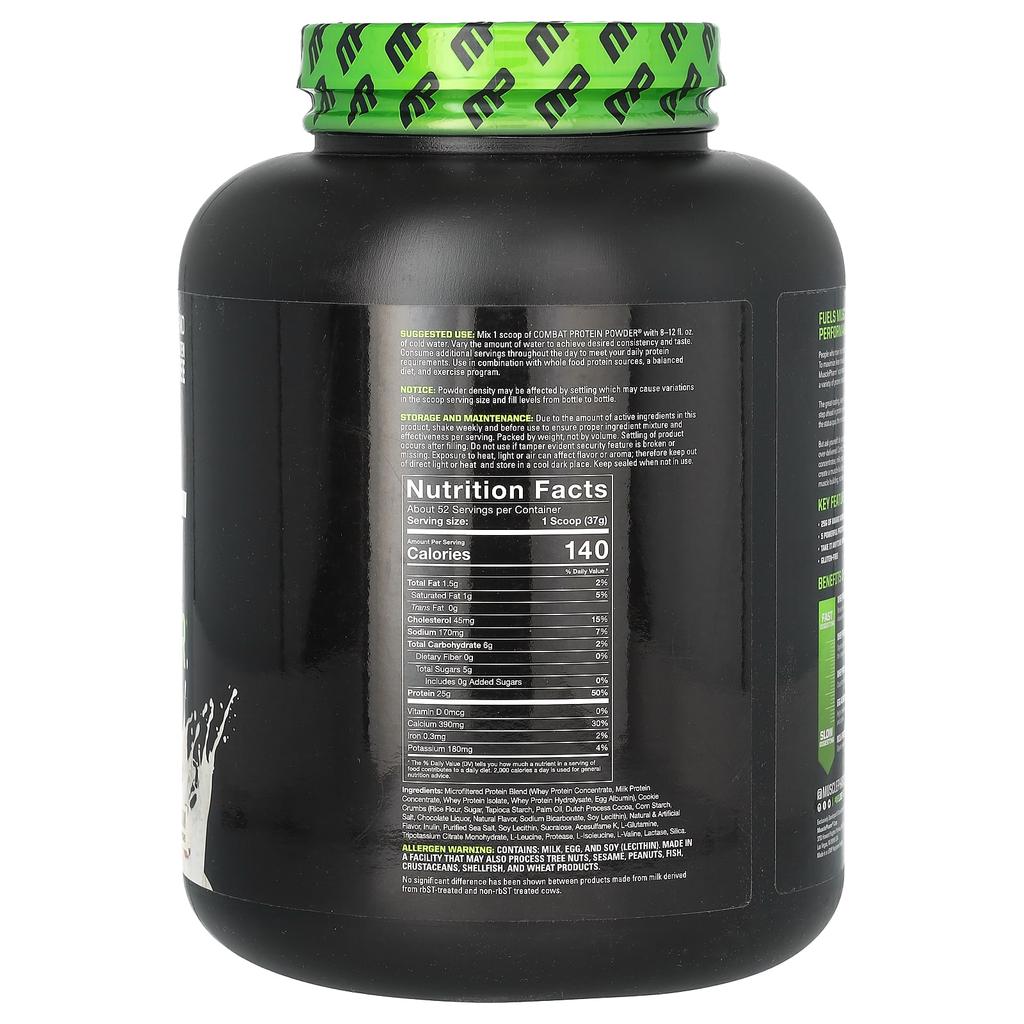 MusclePharm Combat Protein Powder, Cookies & Cream, 4.2 Lb (1,906 G)