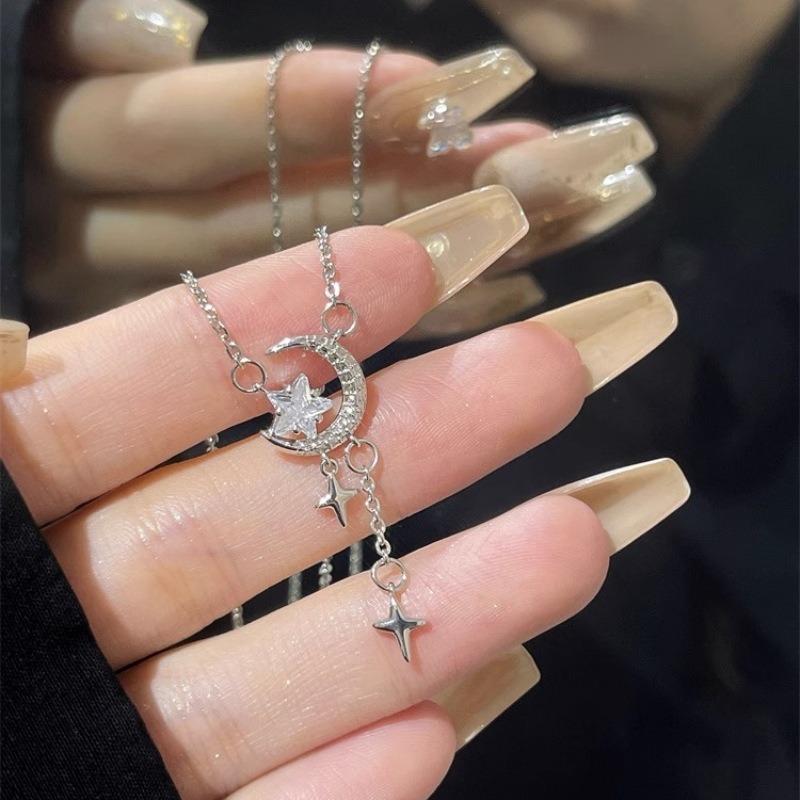 Женская Мода Нежное Звезда Луна Кисточка Подвеска Ключица Ожерелье