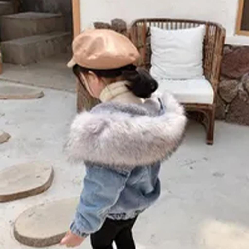 Джинсовая куртка для девочек с плюшевой и утолщенной детской теплой курткой с воротником с капюшоном