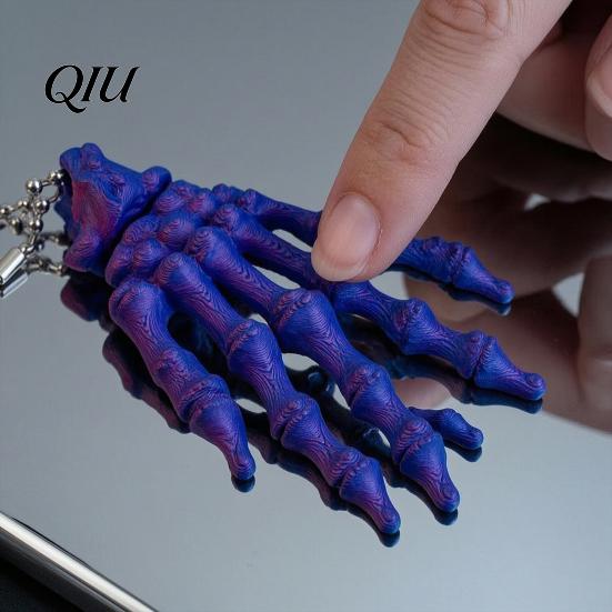 Хэллоуин Подвеска Скелет Рука Брелок, с Подвесной Цепочкой 3D Печатное Украшение, Подвижный Темный Модный Брелок Суставная Конструкция Череп Ладонь