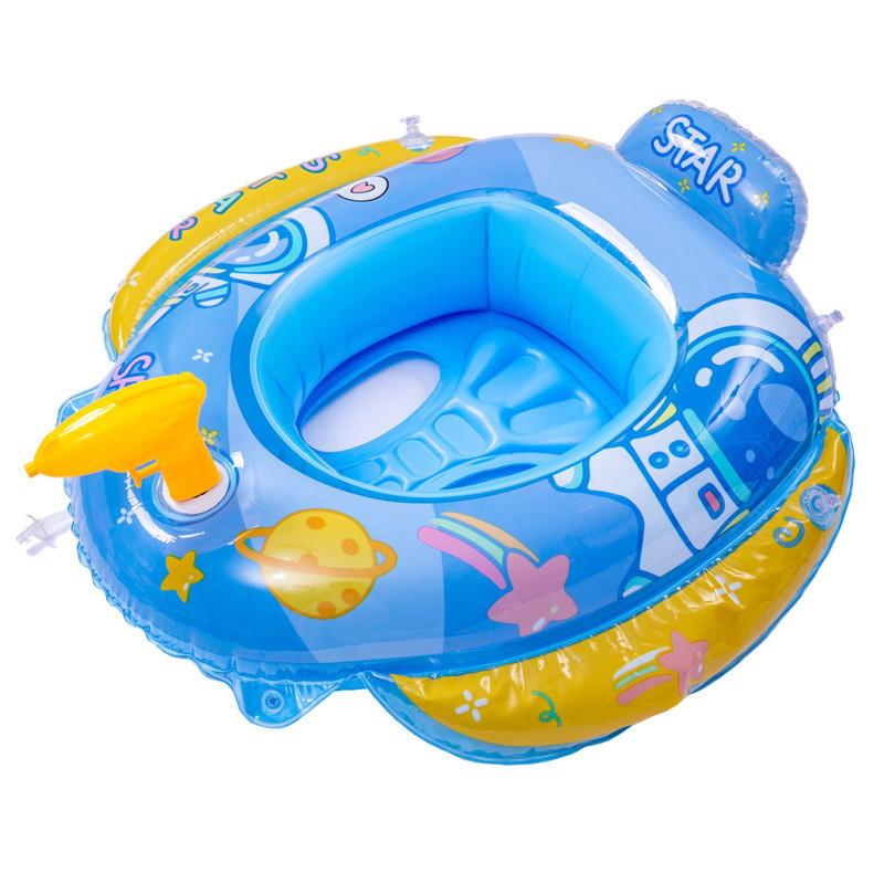 Надувной детский плавательный круг Водяной пистолет Лодка Экологически чистый ПВХ Мультяшный рисунок Плавательный круг для малышей 85 Надувное дно Зеленый