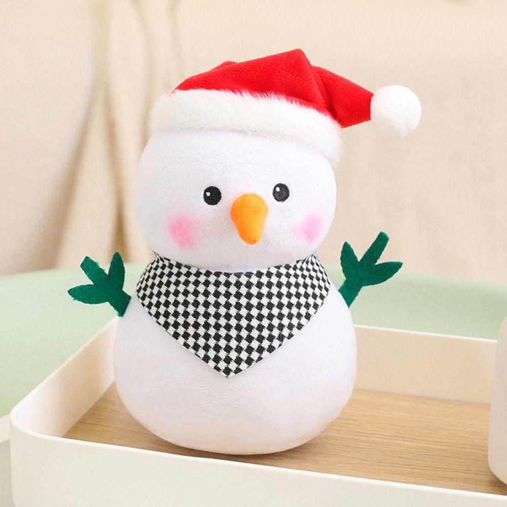 Fluffy Snowman Plush Toy Anime Xmas Ornament Comfortable Christmas Snowman Pendant Christmas Gift