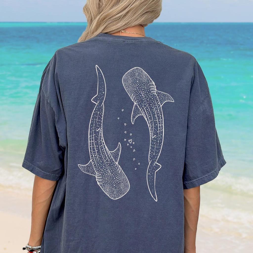 Whale Shark Comfort Colors Mens Kids T Shirt, Marine Life Ocean Tee