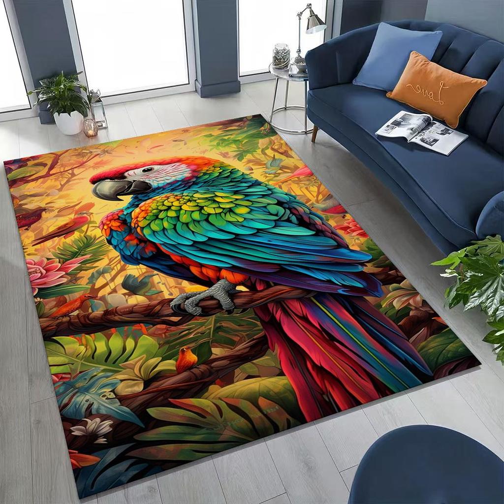 Красочный тропический попугай ара, натуральное искусство птиц, ковер для спальни, гостиной, дивана, домашний коврик для двери, декор, большой нескользящий коврик для пола