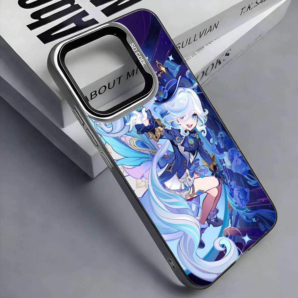 F-Furina G-Genshin I-Impact Цветной Серебристый Задний Чехол Для Телефона Для IPhone 17 16 15 14 13 12 11 Plus Pro Max Plus