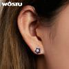 WOSTU 925 Sterling Silver Simple Mini Blue Star Stud Earrings For Women Star Zircon Ear Studs Fine Wedding Jewelry Gifts