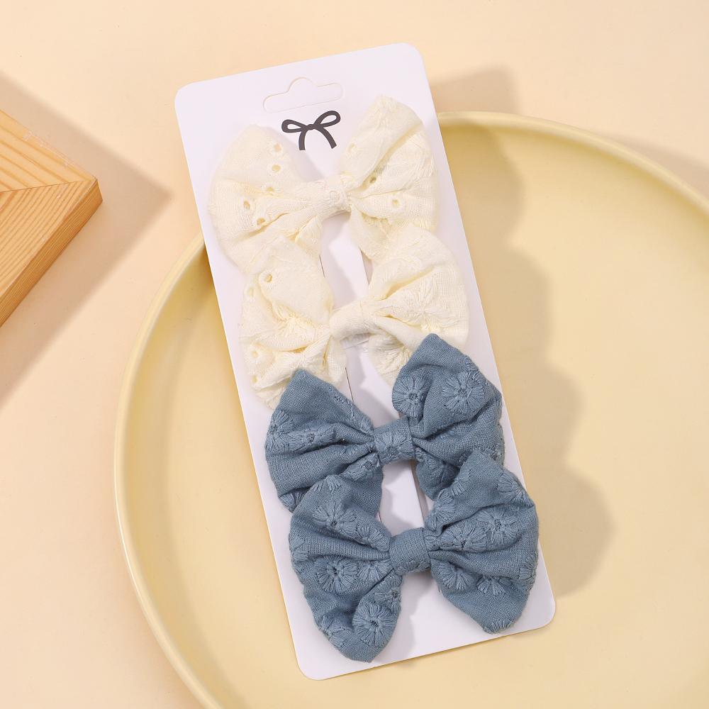 4Pcs/Set Sweet Hair Bows Hair Clip Children Lovely Bowknot Hair Pins for Baby Girls Hair Accessories Print Hollow Hairgripe Gift