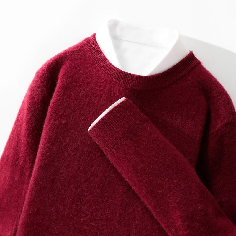 100 Cardigan Men's Round Neck Solid Color Base Sweater Business Casual Large Size Knitted Warm Base Sweater