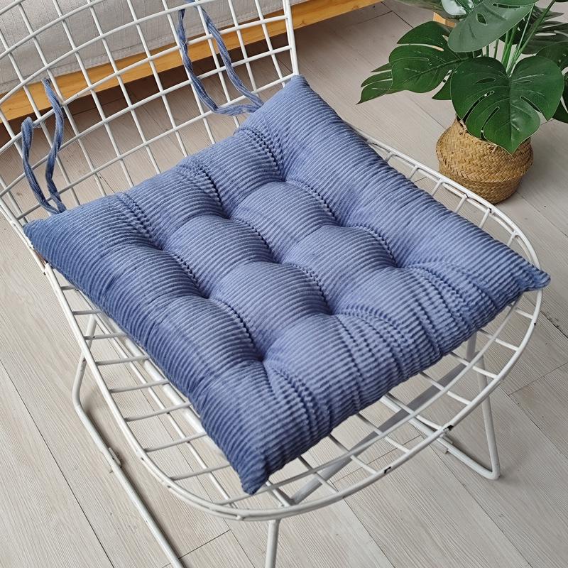 Warm Corduroy Strap Chair Cushion - Solid Color, Comfortable Chair Pad for Autumn and Winter