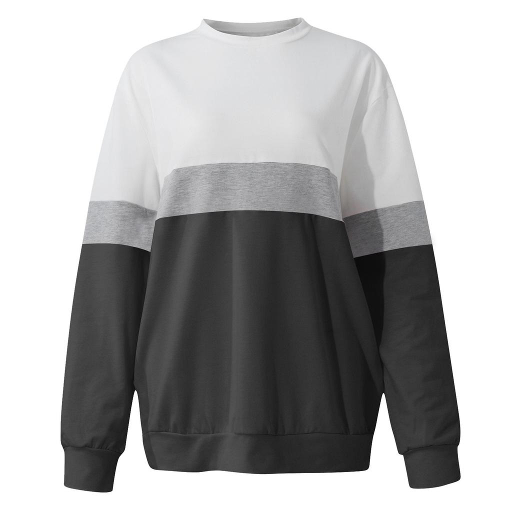 Women's Fashion Casual Long Sleeve Color Blocking With Pocket Pullover Sweatshirt Top