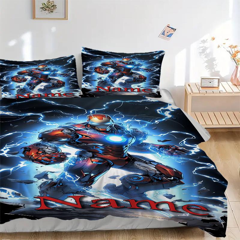 Custom Name Magic Warrior Bedding 3 Piece Set HD Print Duvet Cover Pillowcases for Teens Adult Bedroom Decoration