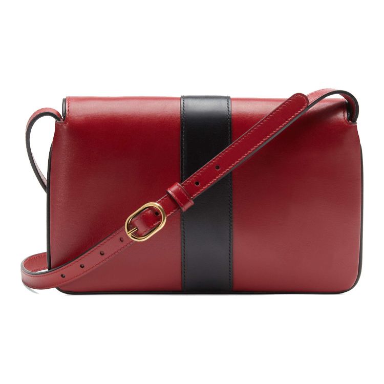 Gucci Arli Gold Logo Color Block Leather Shoulder Crossbody Bag Small Women bags Red Black 550129-0V1IG-6663