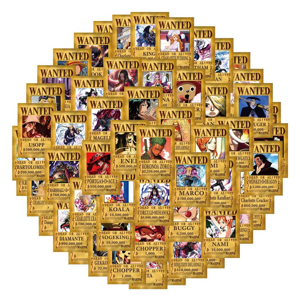 55/110 Новые стикеры аниме-граффити из Ван-Пис с объявлением о розыске для чемодана, ноутбука, самоката