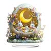 Easter 2D Flat Decoration Acrylic Statue Egg Bunny Easter Decor for Desk Spring Easter Stand Figure Indoor Home Decoration