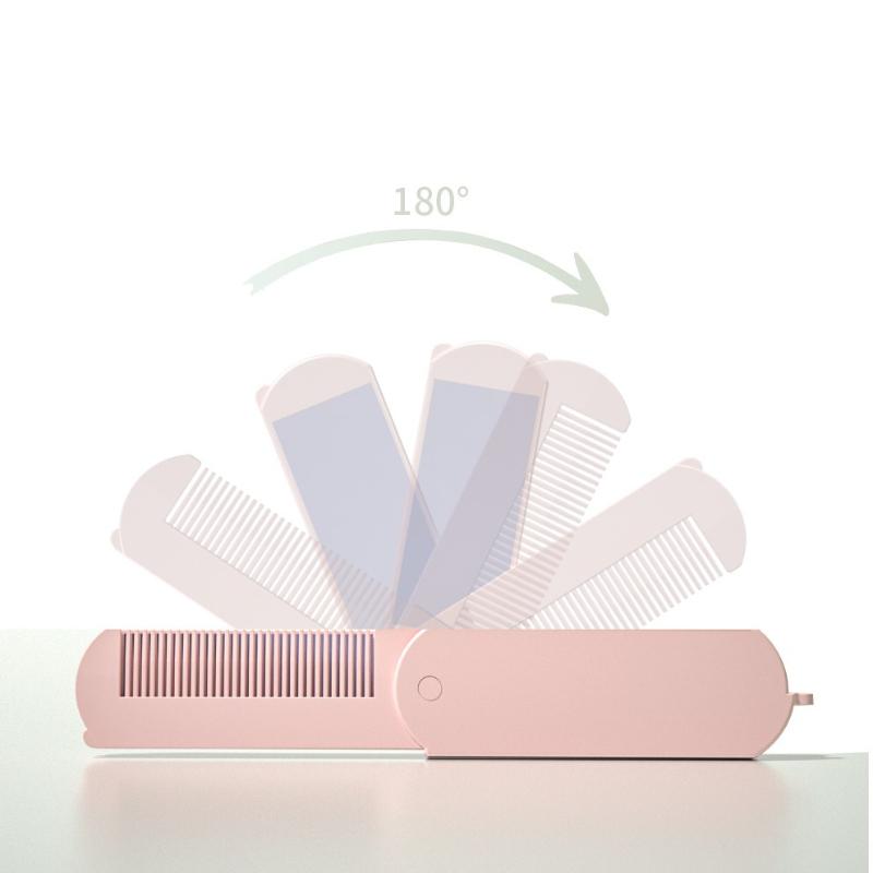 Portable Folding Makeup Mirror Comb 2in1 ABS Handle Anti-Static Pocket Mirror For Outdoor Travel Home Use Small Size Easy Carry