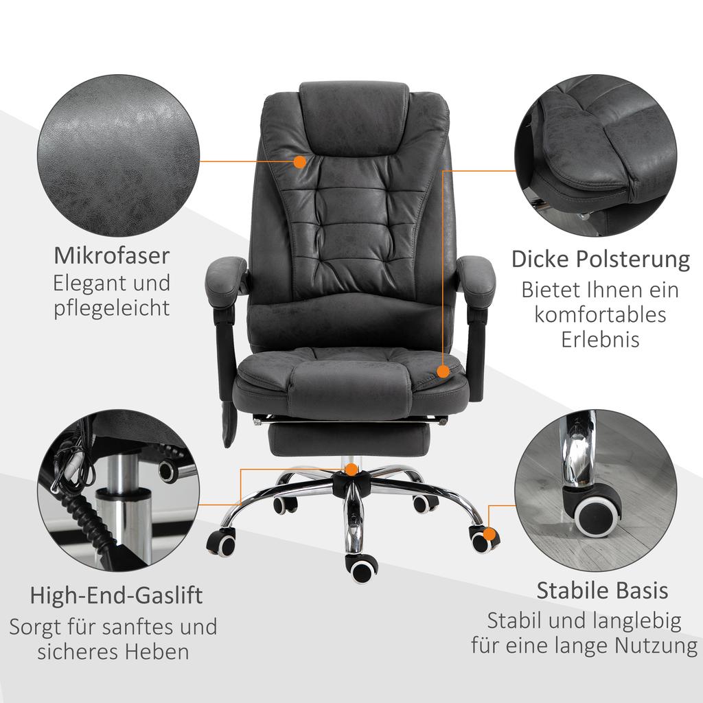 Office Chair with Massage Function, Ergonomic, 65x160x104cm, Grey