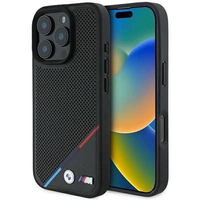 BMW Bmhmp16L23Pupdk Iphone 16 Pro 6.3 Черный/Black Жесткий чехол M Перфорированная трехцветная линия Magsafe