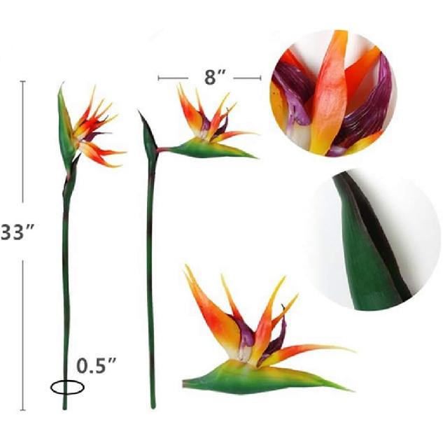 3 шт. Большая стрелиция 32 дюйма, искусственный цветок, устойчивый к УФ-лучам, не выцветающий, часть цветка изготовлена из мягкой резины ПУ, искусственные растения для дома