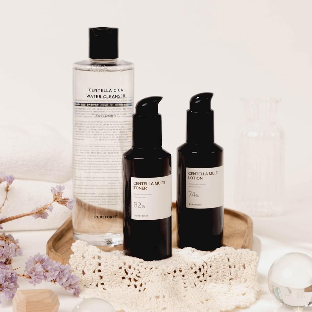 Pure Foret Centella acnes Очищающая вода Очищающий лосьон для кожи 3 типа Базовая косметика Уход за проблемной кожей Подарочный набор