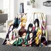 Winter Fantasy Slayer Group Flannel Blanket, Soft Polyester, Modern Design, All-Season for Camping, Travel, Gifts for holidays or birthdays
