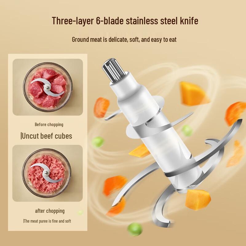 Bear 0.6L Mini Electric Food Chopper & Meat Grinder CN plug (adapter included)